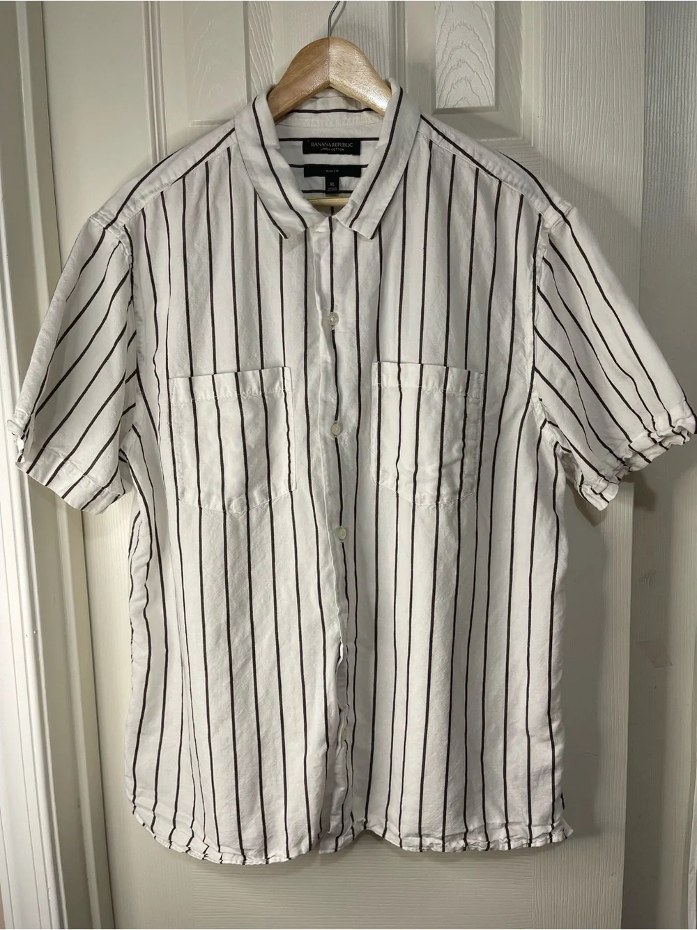 Banana Republic Slim Fit Men’s Linen Blend Casual Breathable Camp Shirt size XL